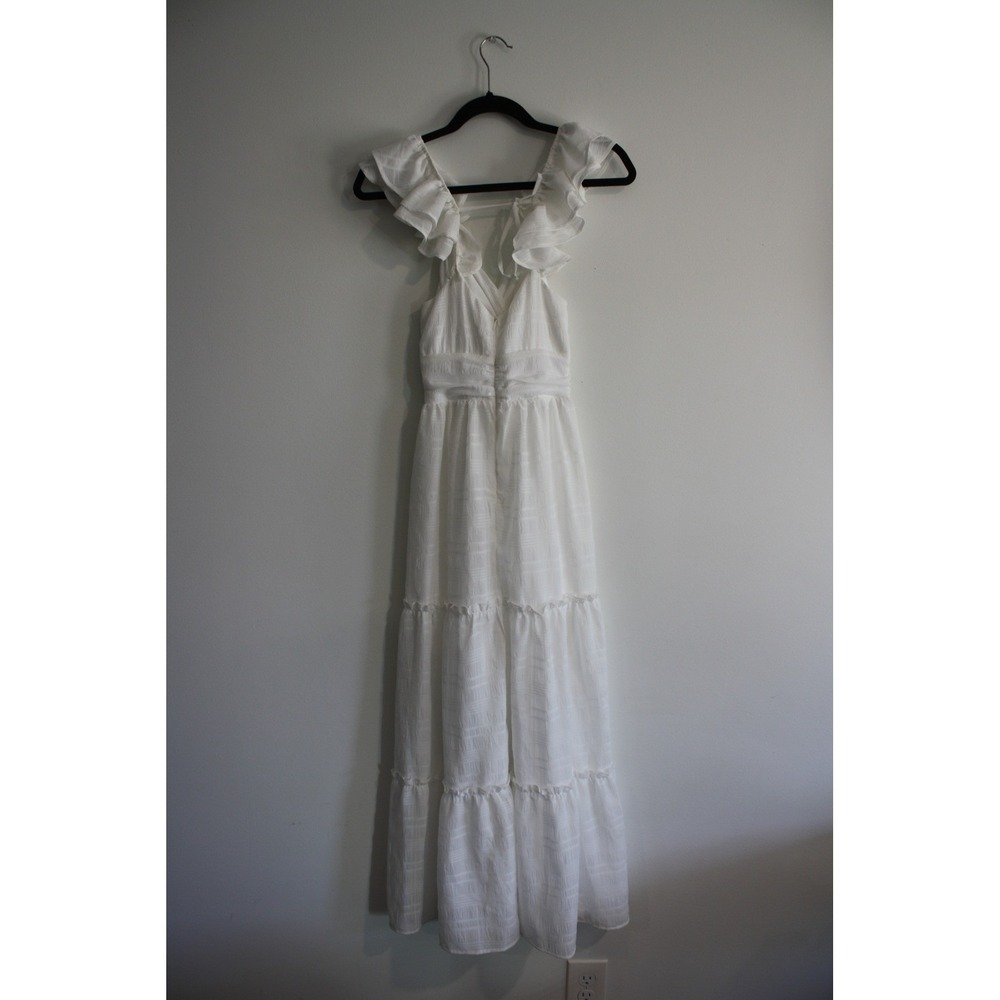 Altar'd State Ruffle Tiered Maxi Dress Women XS White Bridal Coastal cowgirl - Picture 4 of 11